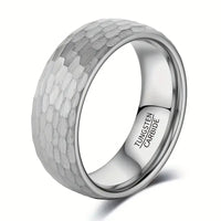 8mm Hammered Finish Tungsten Ring: Size 6