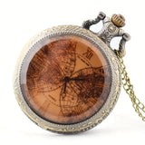 Pocket Watch/Necklace: Glass w/World Map Scene