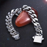 Heavy Stainless Steel Curb Chain Style Bracelet: 9"