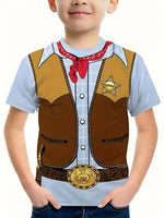 Cowboyt Sheriff Kids Cowboy Shirt 100% Polyester: Sizes 4-12 Yrs