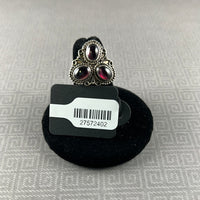 Three-Stone Garnet Cabochon Sterling Silver Ring - Size 5.25