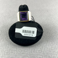 Amethyst Quartz w/14kt Gold-Plated Sterling Silver Two-Tone Ring - Size 7