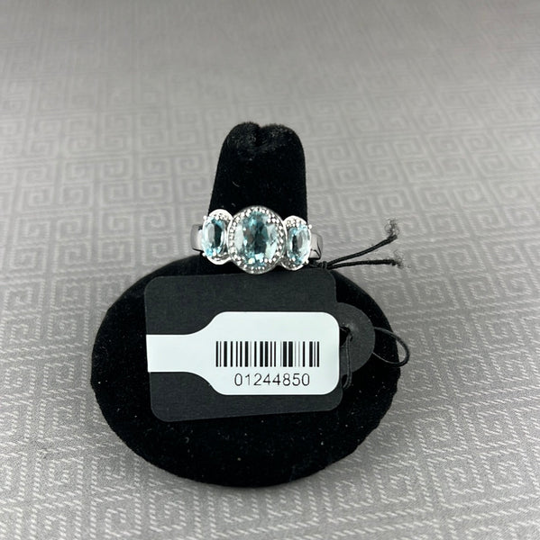 Blue Topaz Sterling Silver Ring - Size 7.75