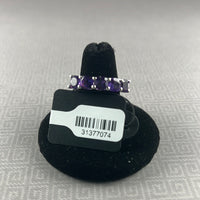 Amethyst Quartz 5-Stone Sterling Silver Ring: Size 6.75