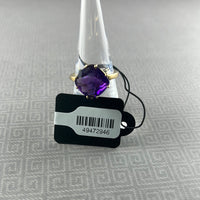 Amethyst Quartz Gold-Plated Sterling Silver Ring - Size 7.75