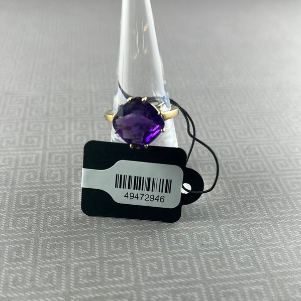 Amethyst Quartz Gold-Plated Sterling Silver Ring - Size 7.75