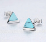Turquoise Post Sterling Silver Earrings: Triangle Shape