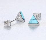 Turquoise Post Sterling Silver Earrings: Triangle Shape