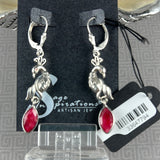 Ruby & Garnet Peacock .925 Sterling Silver Earrings w/Leverback Earring Wires