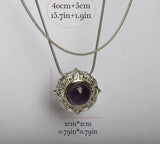 Natural Amethyst Cabochon Pendant w/Stainless Steel Snake Chain