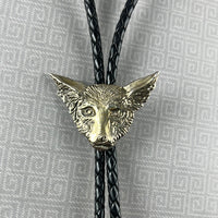 Heliotrope-Spring Winders-Local Artist Bolo Tie: White Bronze Coyote