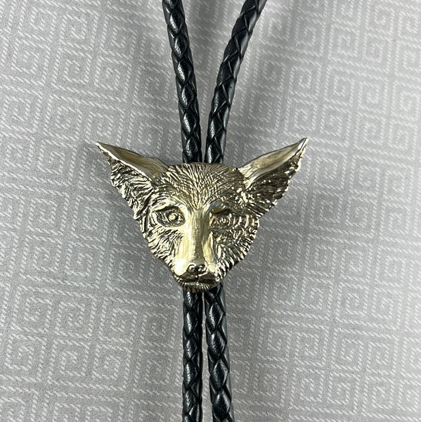 Heliotrope-Spring Winders-Local Artist Bolo Tie: White Bronze Coyote