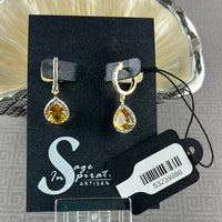 14kt Gold-Plated Sterling Silver Citrine & White Topaz Hoop Earrings