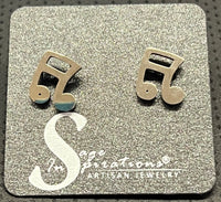 Stainless Music Note Post Earrings: No Plating