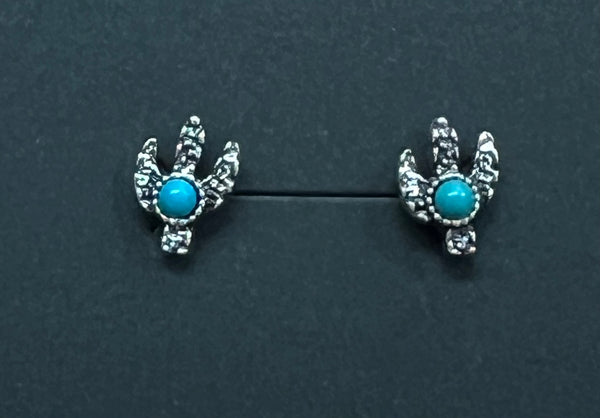 Silver Plated Alloy w/Faux Turquoise Cactus Post Earrings
