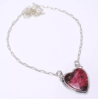Rhodonite & Black Manganese Heart-Shaped Sterling Silver Pendant