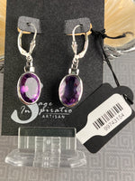 Amethyst Quartz Sterling Silver Earrings w/Leverback Wires