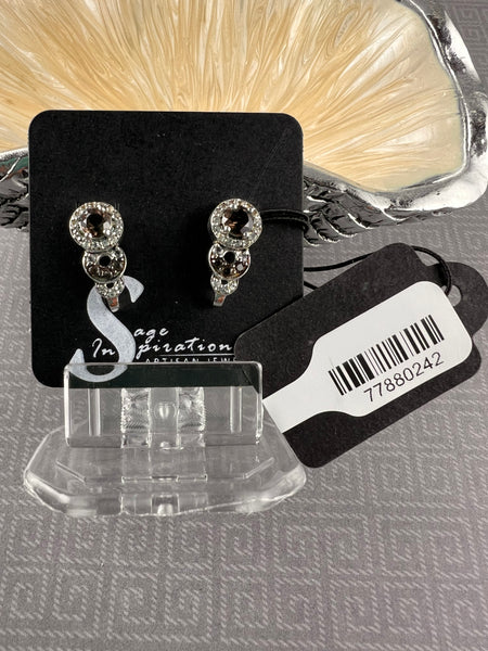 Smoky Quartz t & White Topaz Sterling Silver Post Earrings