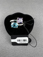 Sterling Silver Amethyst & Blue Topaz Ring - Size 7.75