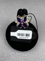 Sterling Silver Two-Tone Amethyst Butterfly Design Ring - Size 6.75