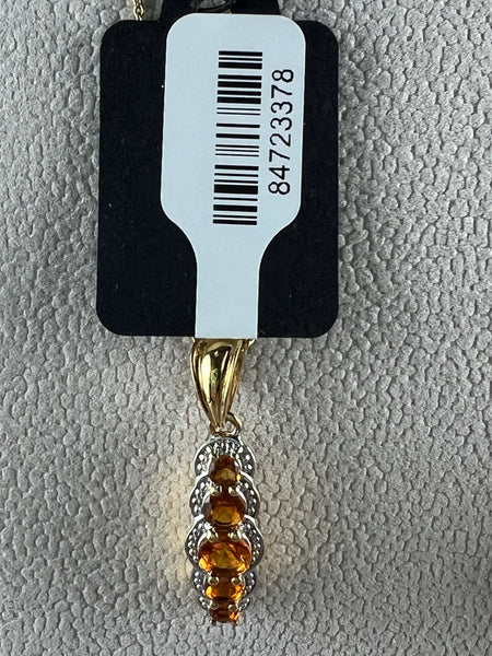 14KT Gold-Plated Sterling Silver Citrine Pendant/Necklace