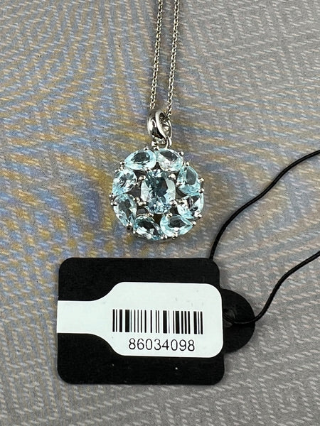 Blue Topaz Multi-Stone Sterling Silver Pendant/Necklace