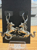 Siver Plated Alloy Horse Earrings w/Stainess Steel Leverback Wires