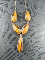 Tiger's Eye Rose-Gold Plated Sterling Silver Bibb Necklace