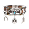 Western-Themed w/Multi-Charms, Leather, and Stainless Steel Clasp