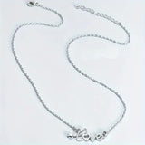 Siver Plated I Love You Rose w/Crystal Pendant w/Stainess Steel Chain Necklace w/Card