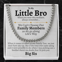 To My Little Bro: Heavy Stainless Steel Curb Chain Necklace & Card