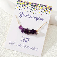 You're A Gem-Gold-Plated Alloy Chain w/Natural Stone w/Card-June