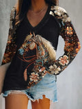 Gorgeous Horse Long-Sleeve 95% Polyester,5% Elastane T-Shirt: Sizes S, M, L, XL