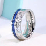 Titanium w/Blue Carbon Fiber Inlay & CZ Ring: Size 8, 11, 12, 13