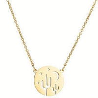 Stainless Steel Cactus & Moon Necklace: Variation B Gold-Plating
