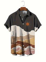 Desert Cactus & Sunset Shirt-Sleeve Shirt 100% Polyester: Sizes S, M, L, XL, XXL
