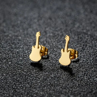 Stainless Guitar Post Earrings: Gold-Plated