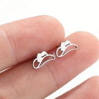 Cowboy Hat-Stainless Steel Post Earrings