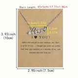 Siver Plated I Love You Rose w/Crystal Pendant w/Stainess Steel Chain Necklace w/Card