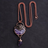 Copper Metal & Amethyst (Rough) Artisan Pendant/Necklace