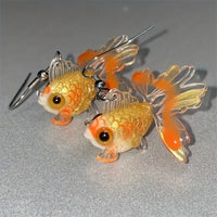 Whimsicle Resin Red Goldfish w/Stainless Steel Leverback Earring Wires