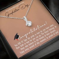 To A Beautiful Girl On Her Graduation Day-Silver Plated w/CZ Pendant Necklace & Card