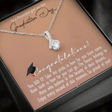 To A Beautiful Girl On Her Graduation Day-Silver Plated w/CZ Pendant Necklace & Card