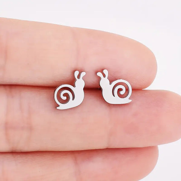 Stainless Snail Post Earrings: No Plating