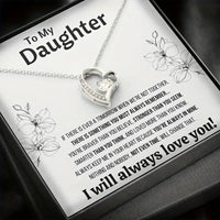To MyDaughter:  Silver Plated Pendant w/CZ w/Stainless Steel Chain & Inspirational Card