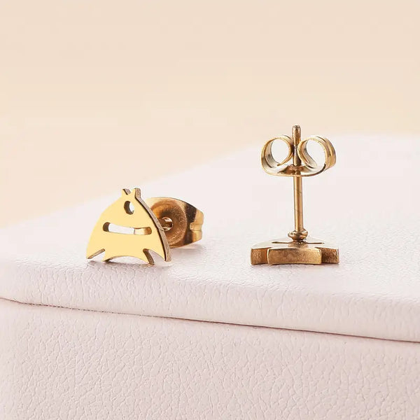 Stainless Fish Post Earrings: Gold-Plated