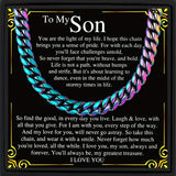 To My Son-Rainbow Stainless Steel Curbe Chain Necklace & Card
