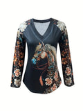 Gorgeous Horse Long-Sleeve 95% Polyester,5% Elastane T-Shirt: Sizes S, M, L, XL