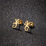 Stainless Gecko Post Earrings: Gold-Plated