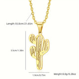 Larger + XL Stainless Steel Cactus Necklace: Gold-Tone